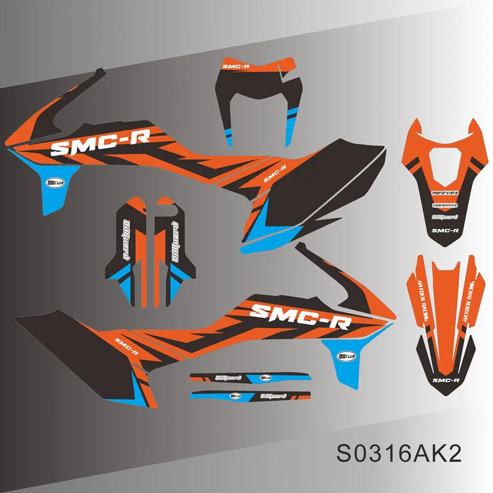 Per KTM SMC-R 690 SMC R 690 SMCR 690 2019 2020 2021 2022 2023 2024 Decalcomanie grafiche Kit adesivi Numero personalizzato Nome Adesivi