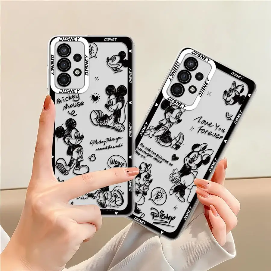 Disney Mickey Mouse Logo Phone Case for Samsung Galaxy A35 A55A53 A54 A73 A34 A33 A25 A24 A13 A14 A15 Soft Transparent Cover