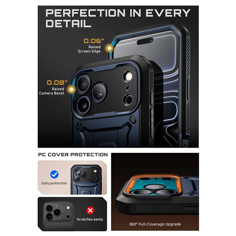 SUPCASE For iPhone 17 Pro Max Case 6.9" (2025) UB Pro Wytrzymałe, ochronne etui na telefon z pełną ochroną i wbudowanym ochrania — zdjęcie produktu 6
