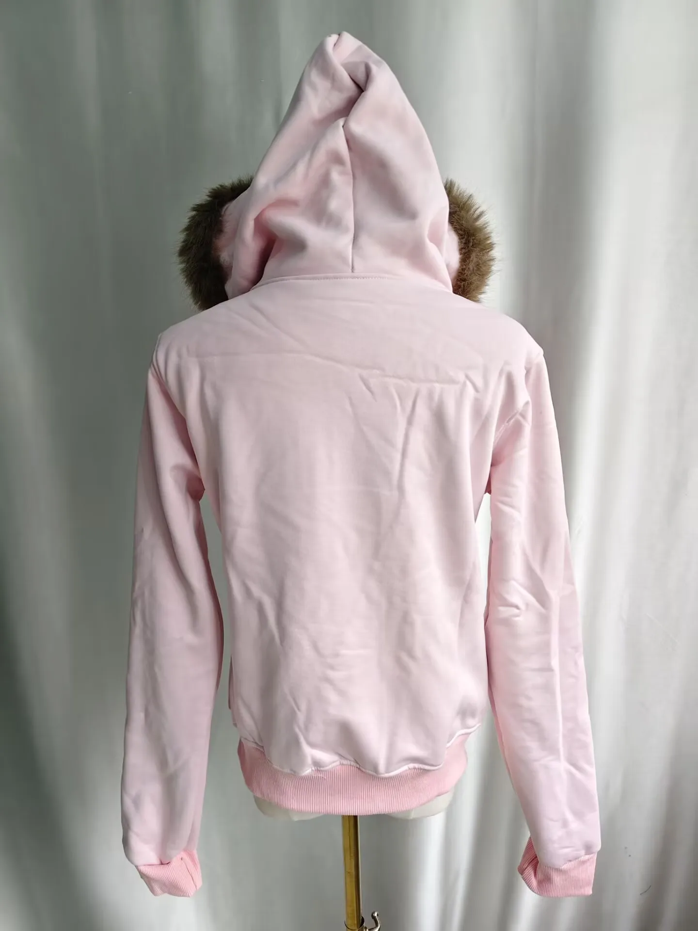 Onalippa Design Sense Niche American Vintage Pink Velvet Warm Hoodie Jacket Winter 2025 New Fashionable Top Women - view 6