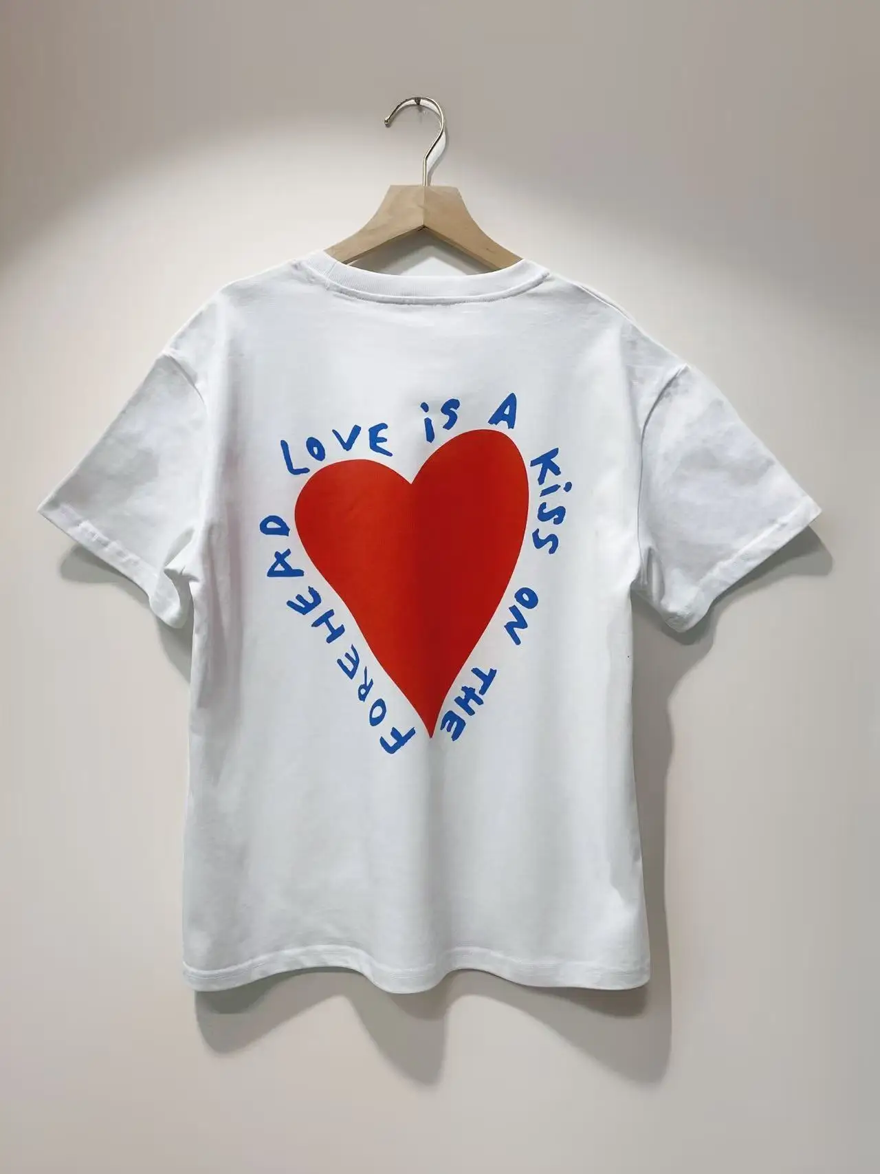 Hart Print Brief Wit T-shirt Vrouwen Ronde Hals Katoen Slanke Korte Mouw T-shirts Zomer Nieuwe Casual Mode Eenvoudige Tops Tees