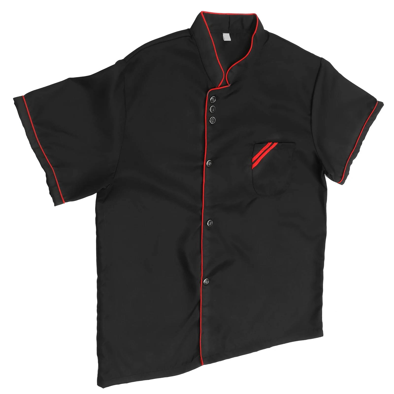 Loose Fit Short Sleeve Chef Jacket for Catering and Food Service Unisex Workwear Black Size L