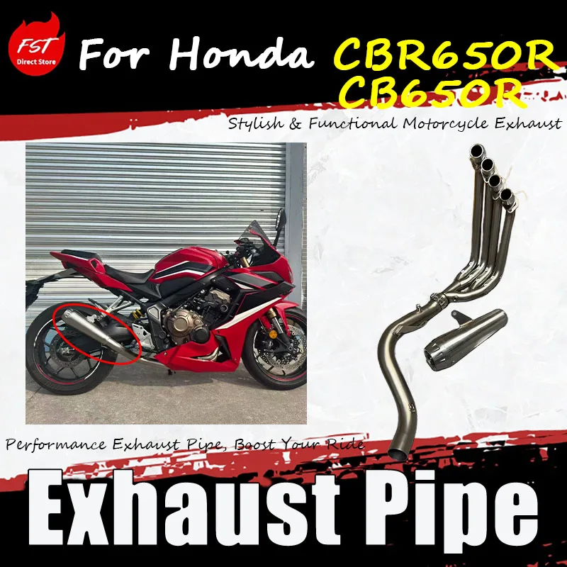 For Honda CB650R/CB650R FST Straight Through Full Exhaust System Motorcycle Modified Pipe Removable DB Killer For Rich Sound
