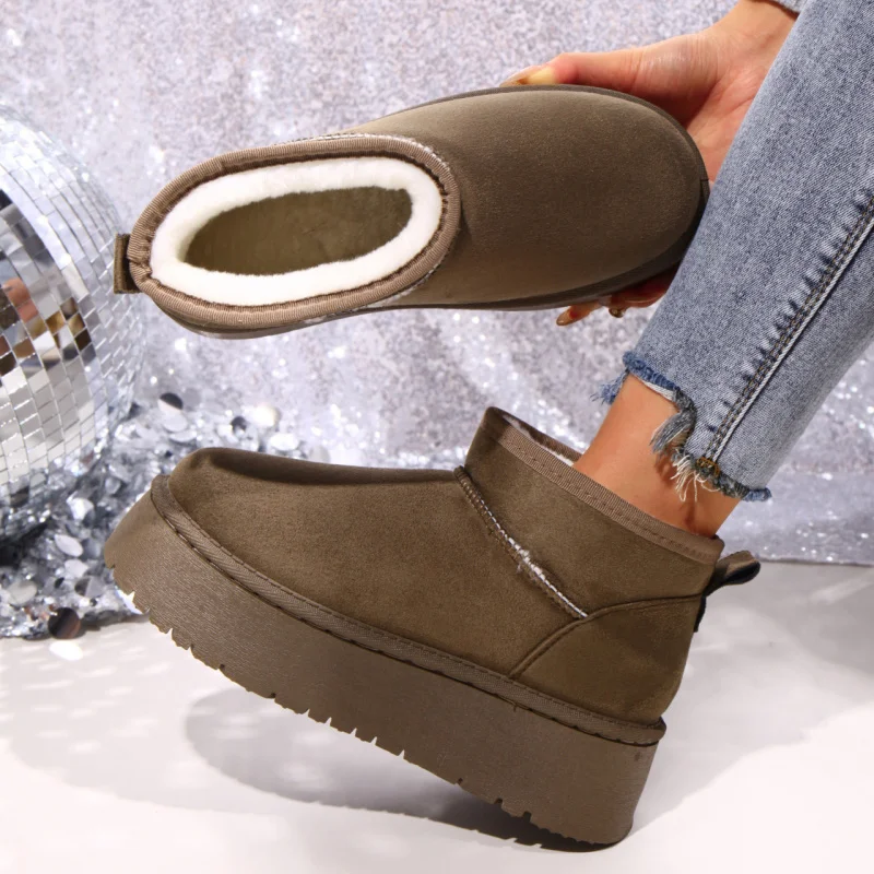 

Genuine Leather Thick-Soled Snow Boots for Women Short Tube Thickened Warm Non-Slip Cowhide Cotton Boots 2025 Winter