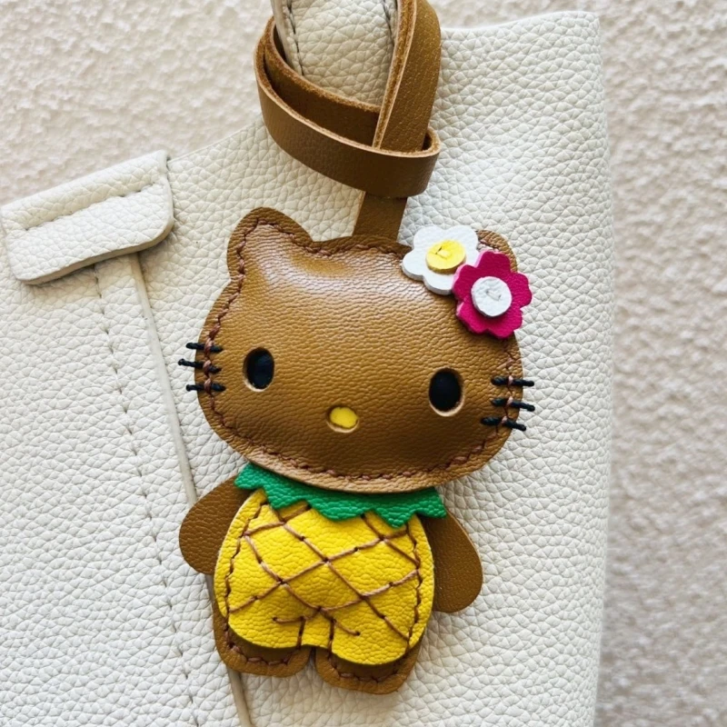 

Unique Cute Genuine Leather Handmade Pineapple Hellokitty Bag Key Pendant Handbag Crossbody Bag Pendant Girl'S Birthday Gifts