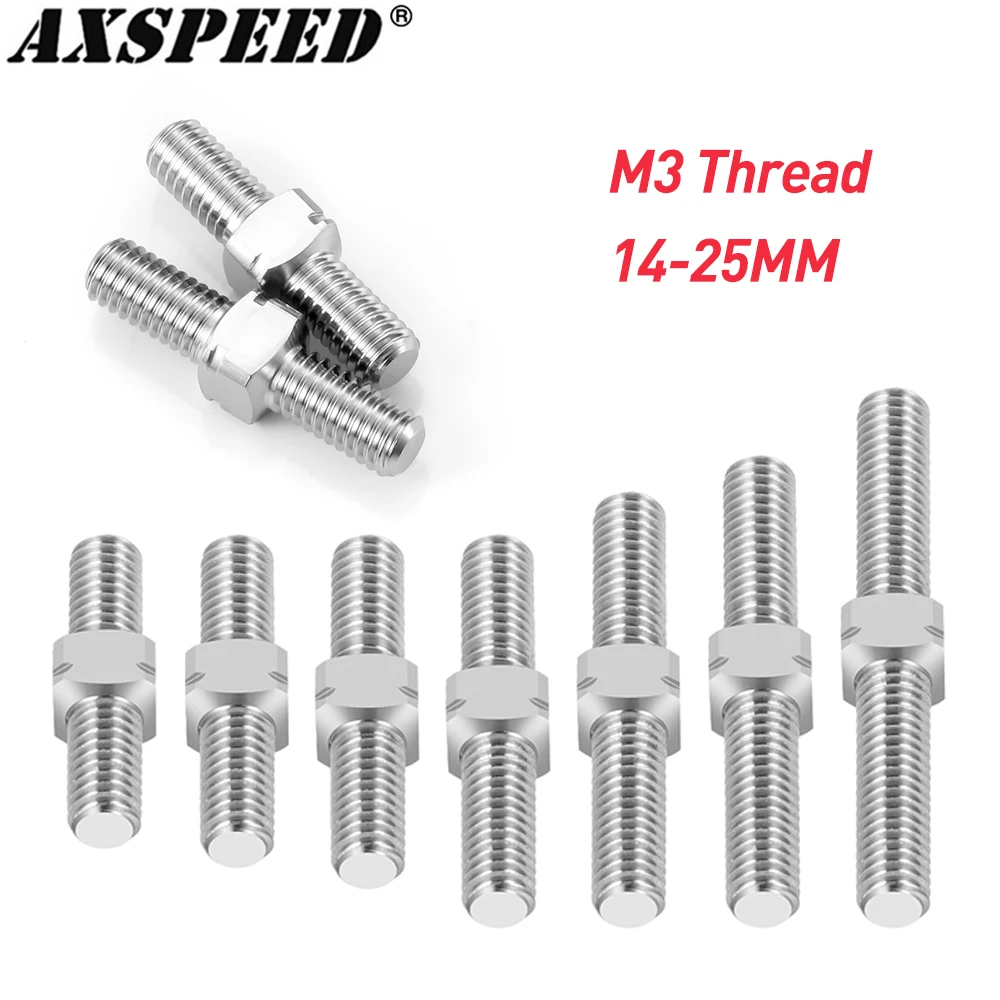 AXSPEED 1Pair Titanium Alloy M3 Double End Thread Rod Stud Bolt Left and Right Thread Dual Head Threaded Bar 14-50mm