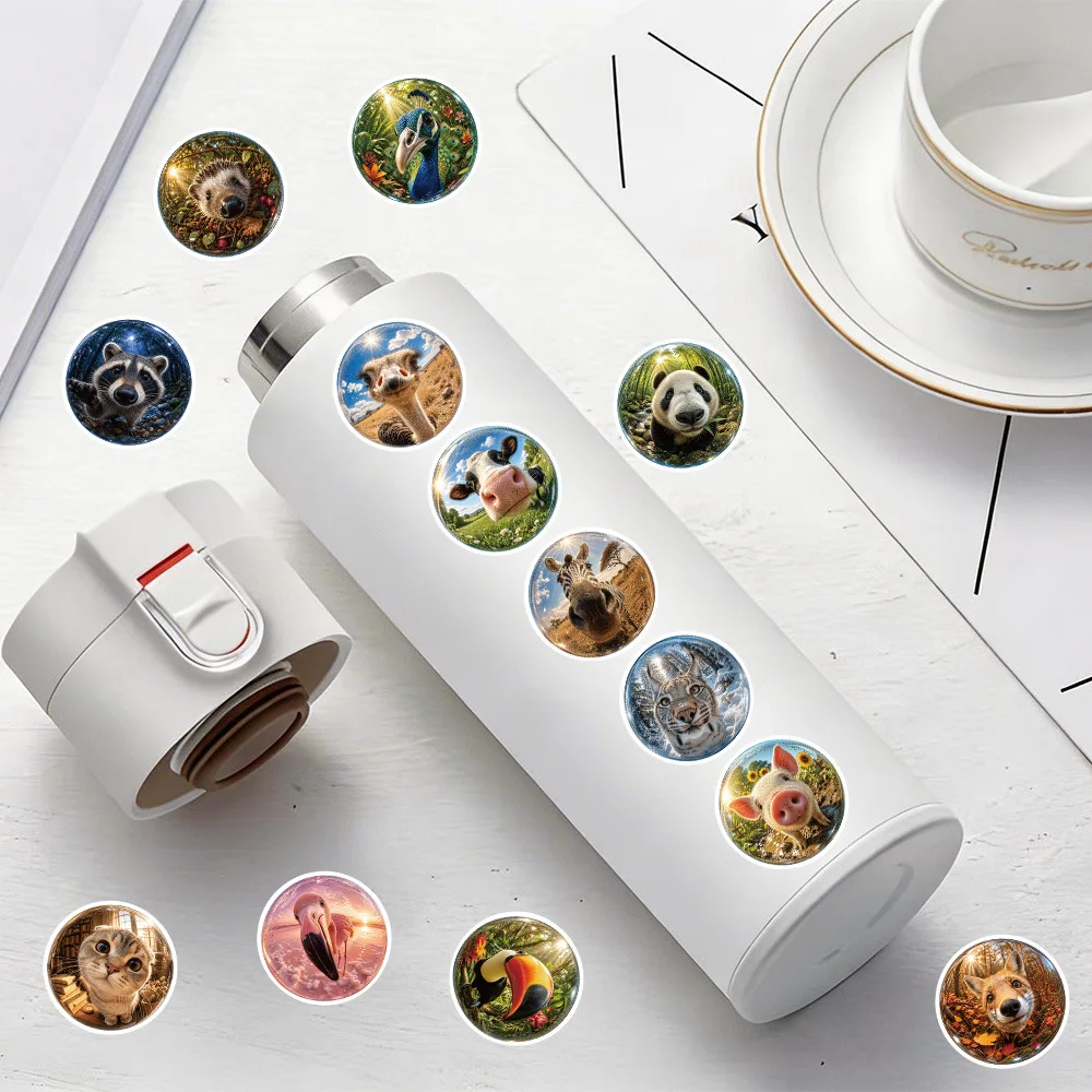 50Pcs Cute Bubble Animal Wide Angle Selfie Waterproof Stickers for Water Bottle Kids Reward Skateboard Helmet Journal DIY Decor