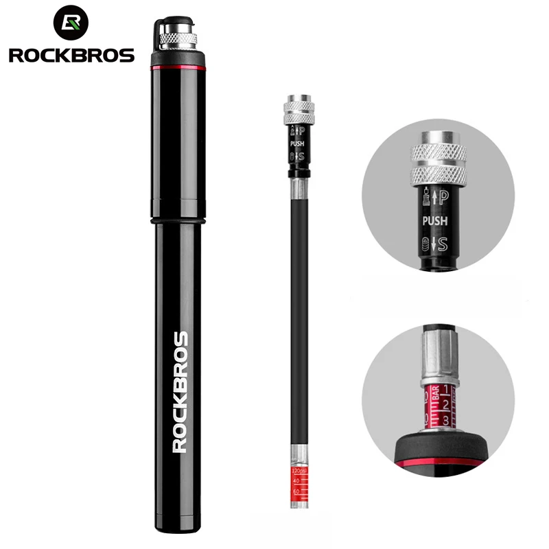 

ROCKBROS Bike Bicycle Pump Aluminum Alloy 150PSI/260PSI High Pressure Mini Air Pump For Bike Cycling Tire Inflator MTB