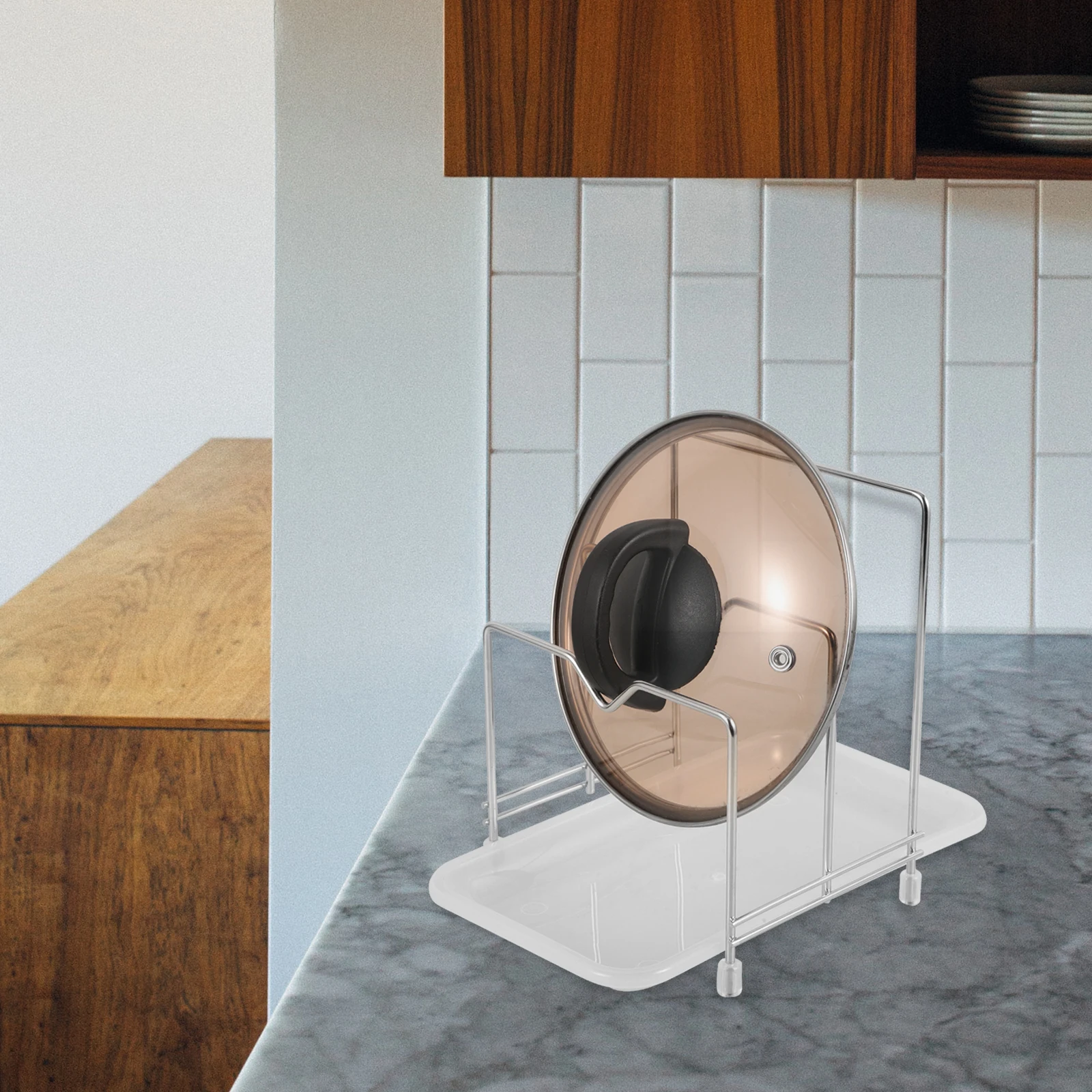 

Cutting Board Storage Rack with 3 Grids Stainless Steel Chopping Board Holder Stand for Pan Lids Kitchen Organization Modern