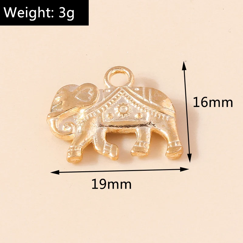 Leslie 10 Stück 16*19mm Antiksilberfarbene Legierungsanhänger Tier-Elefanten-Charms für DIY-Halsketten Schmuckzubehör – Detail 2