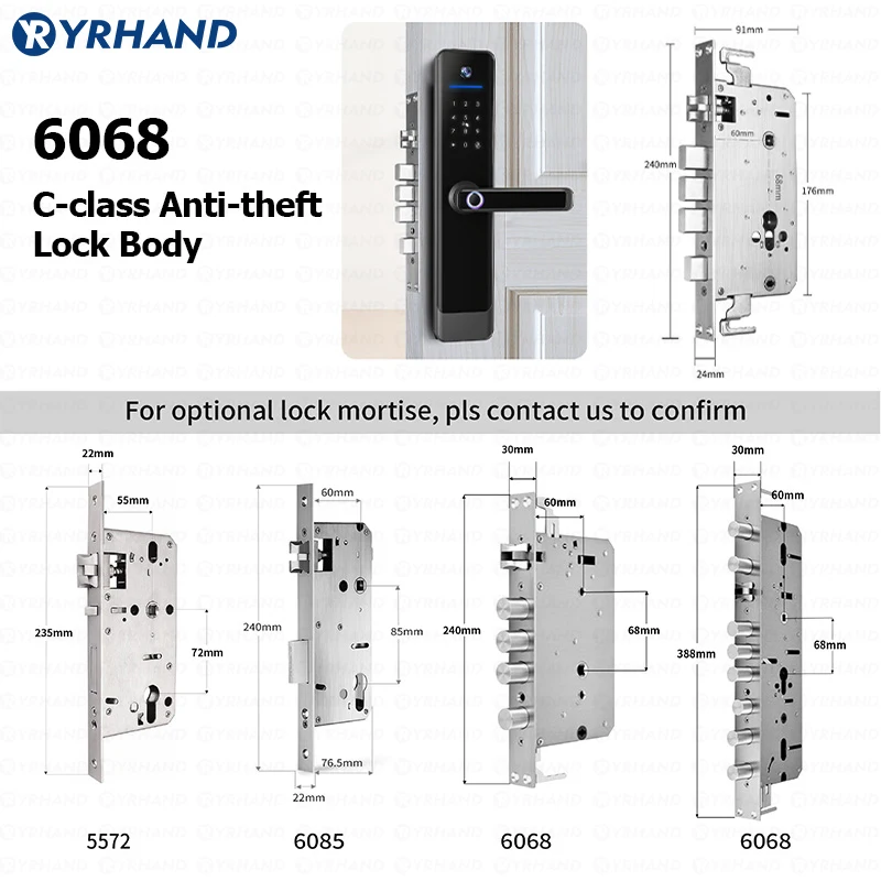 YRHAND-Serrure de porte intelligente étanche Tuya pour la maison, interphone vidéo WiFi, déverrouillage à distance, biométrie électronique numérique