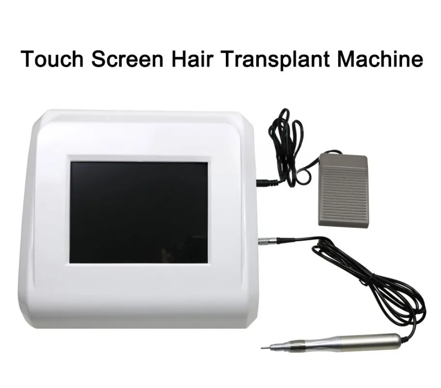 Touch screen hair transplant extractor with counting hair follicle extractor instrument