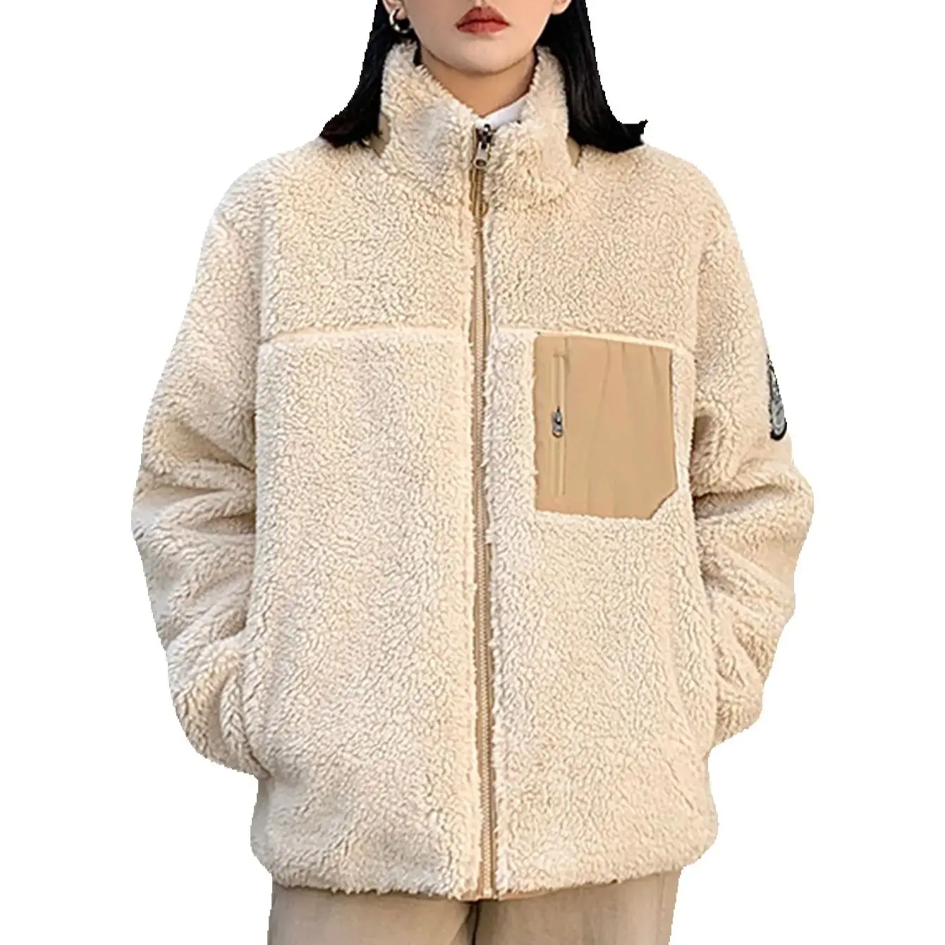 Men's Sherpa Fleece Jackets Casual Loose Thicken Warm Long Sleeve Coats Autumn&Winter Oversize Zip Up Outerwear 24H shipped