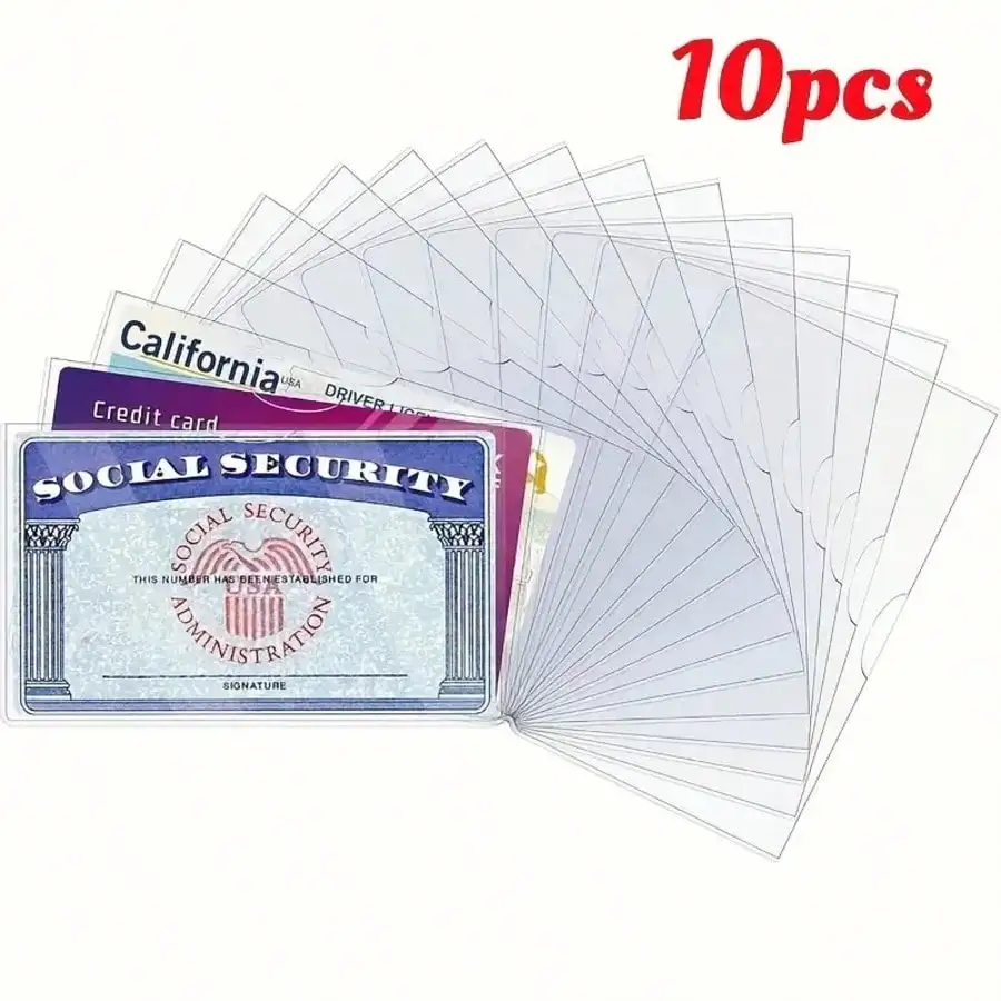 10Pcs Waterproof Clear Plastic Card Protector Sleeves Soft ID Card Holders for Credit/Access/Gaming Cards