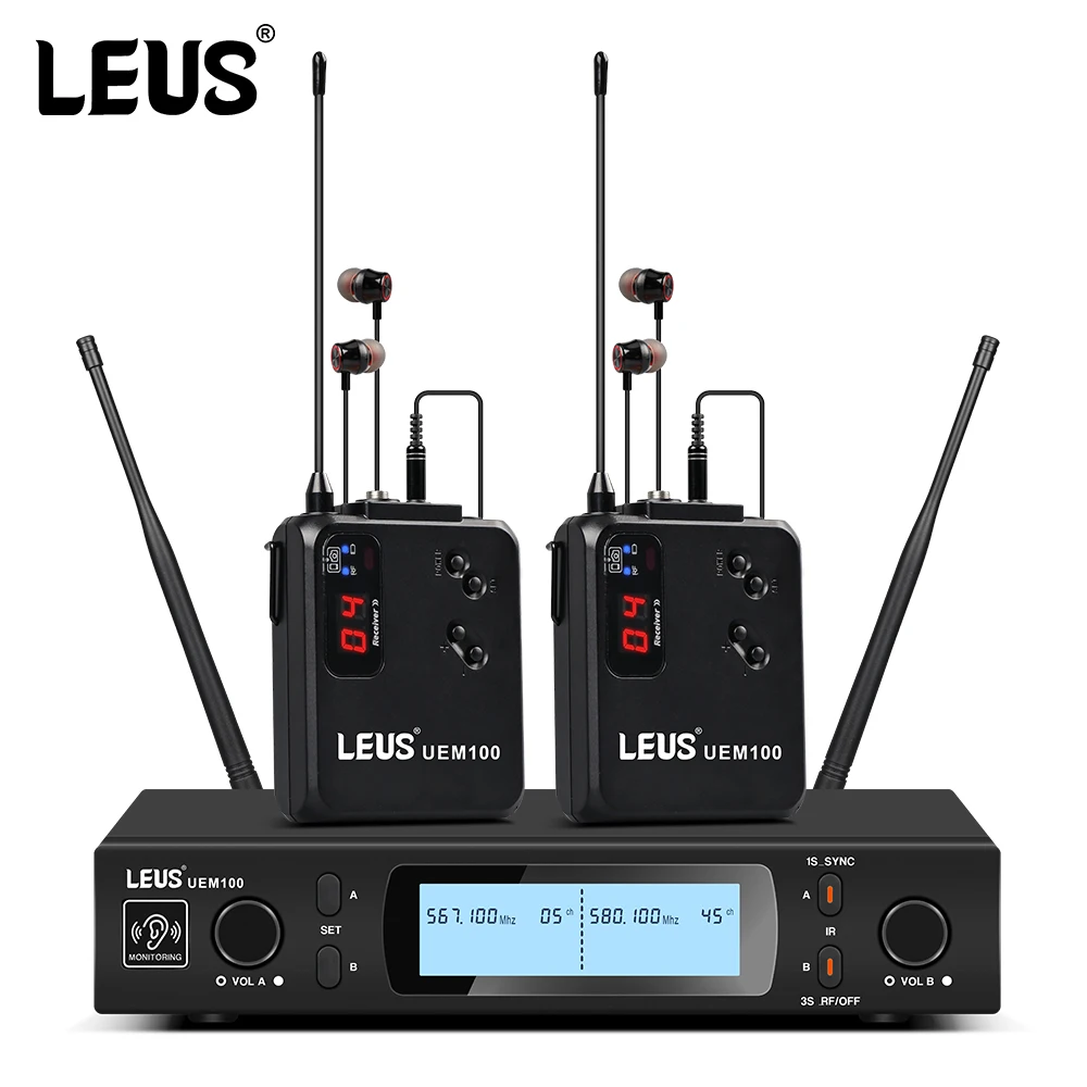 LEUS UEM100 UHF Mono Single Channel Wireless In-Ear Monitor System 100m Transmission Distance For DJ Stage Performance Studio