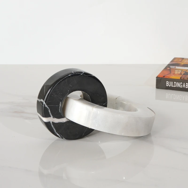 Luxury Marble Black And White Ring Circle Abstract Ornaments Married Gifts Cabinet Coffee Desktop Creative Home Decorations
