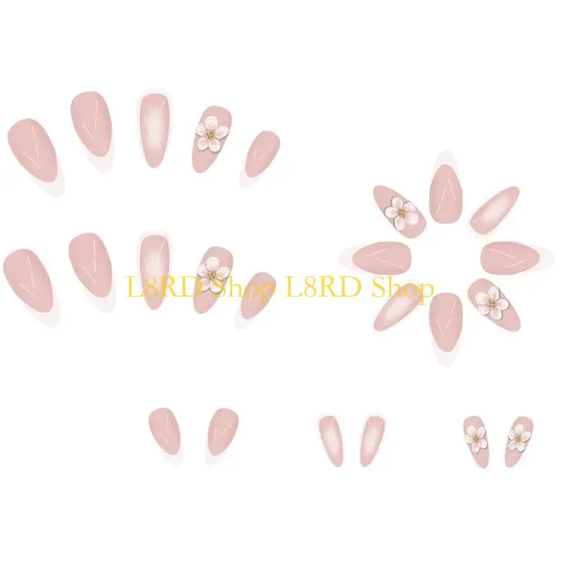L8RD 1 zestaw Naciśnij na paznokieć, migdałowe sztuczne kleje do paznokci na paznokciach sztuczne paznokcie paznokcie akrylowe