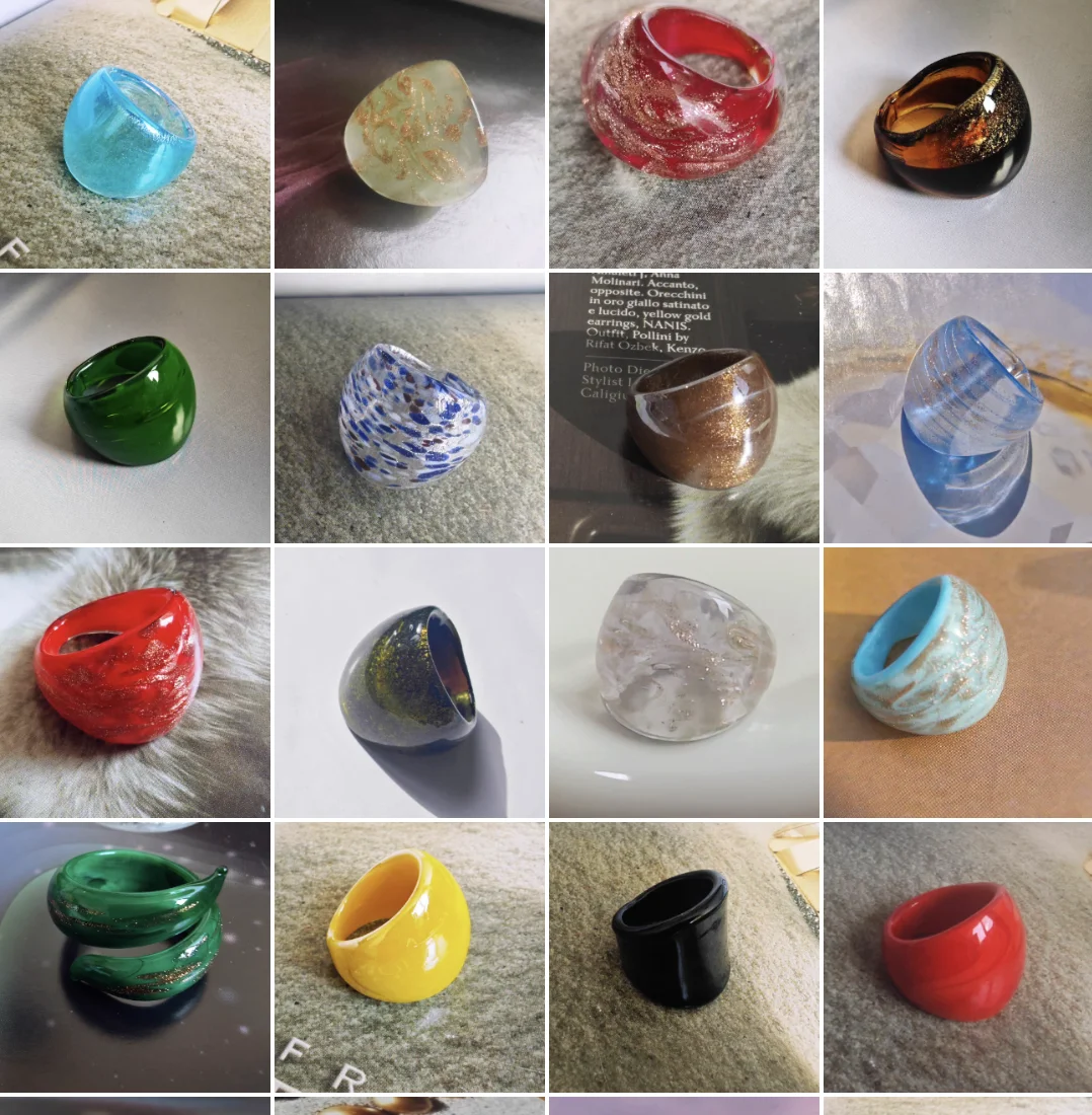 New Unique Styles Handmade For Neutral Women Men Retro Style Murano Glass Liuli Many Styles Finger Rings Fashion Jewelry