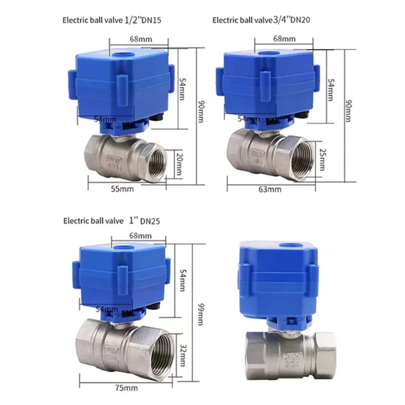 Stainless Steel 314 306 Miniature Electric Actuated Control 2 Way Motorized Ball Valve