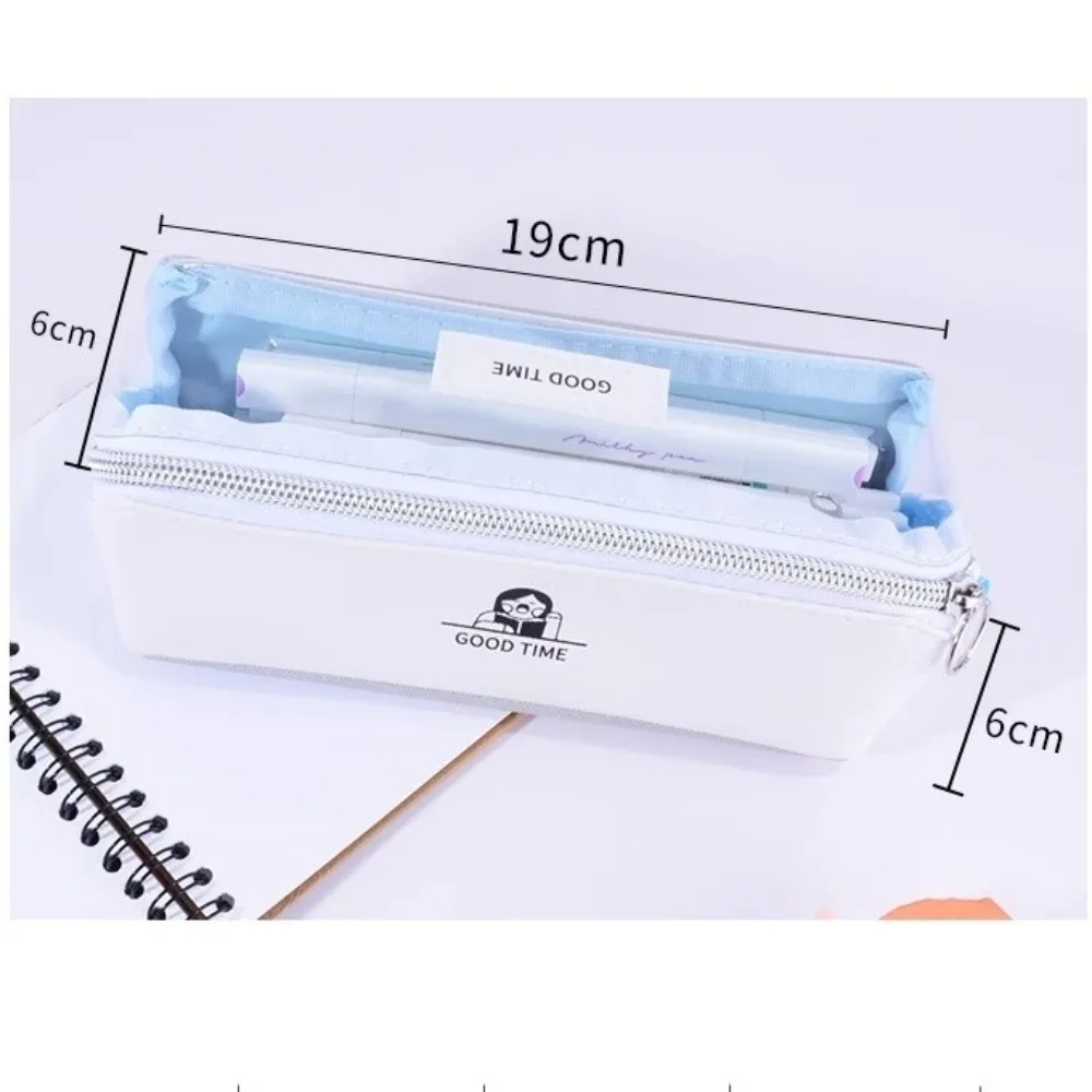 New Double Layer Pen Bag Large Capacity Transparent Pocket Storage Pouch Pencil Case Student
