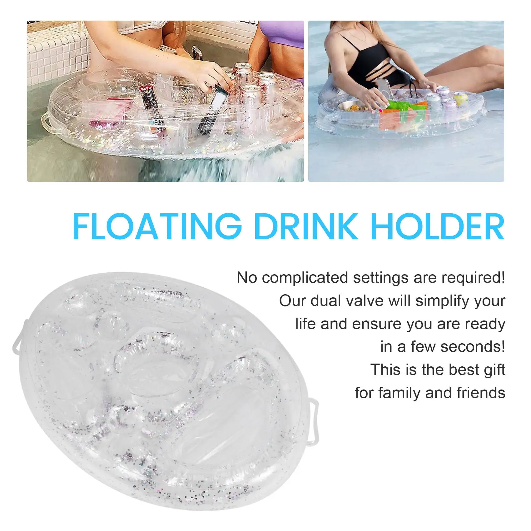 

AB51 Надувной плавающий держатель для напитков Премиальный плавающий держатель для напитков для бассейна, аксессуары для гидромассажной ванны, стол-холодильник, барный поднос