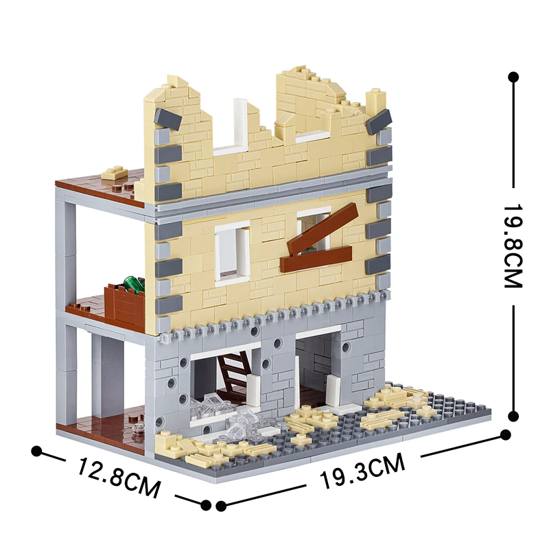 MOC5002 WWII Military War Ruin Brick Compatible Figure Building Block Educational Toy For Children Festival Birthday Gift Friend