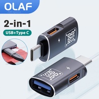 2-in-1 USB C to USB+Type C Female OTG Adapter Type C Charging USB3.0 U Disk Data Transfer Converter For iPhone 15 Samsung Xiaomi