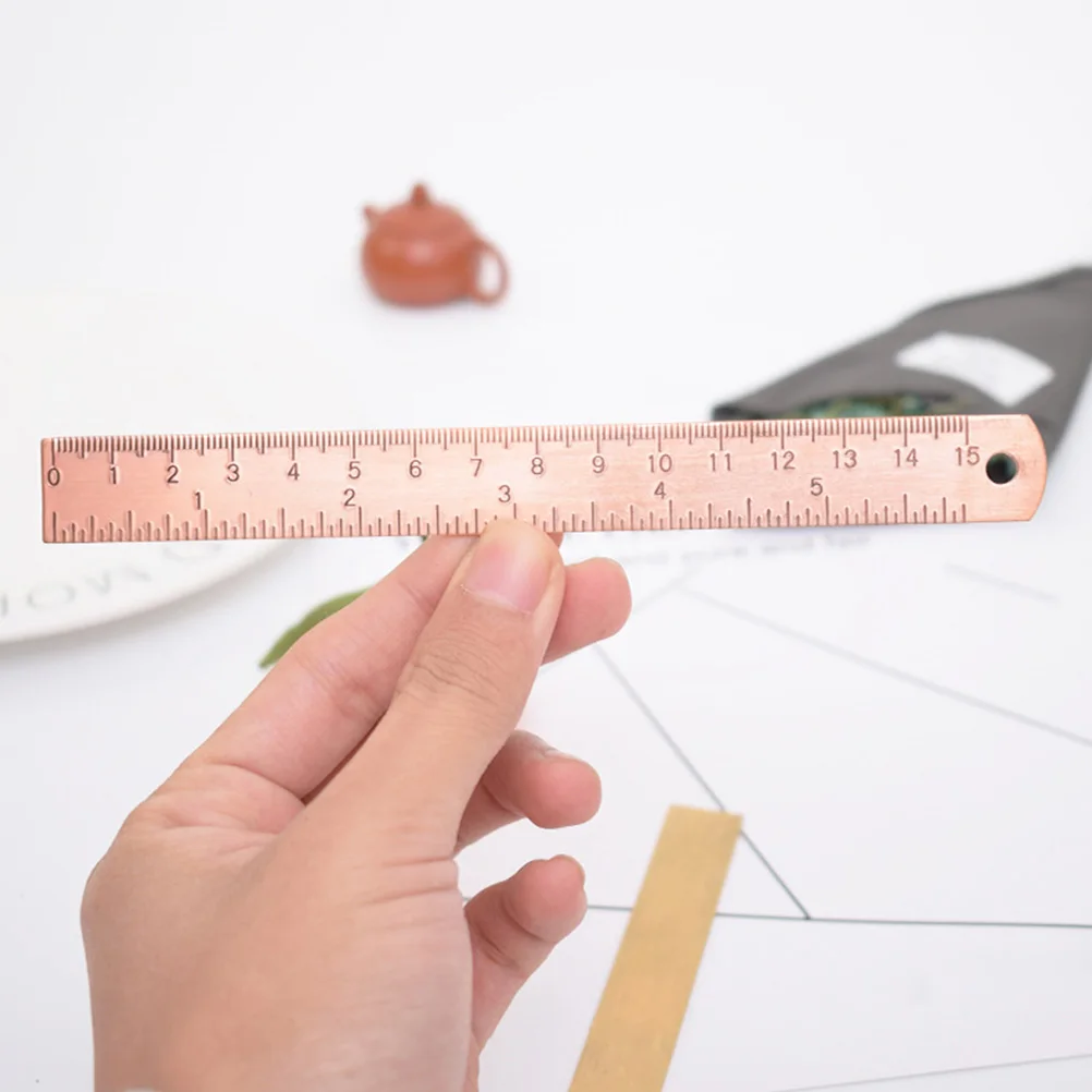 Professional Drafting Tool 1mm Thick Purple Copper Ruler Geometry Measuring Straight Board Math Tools Students Drawing Aids