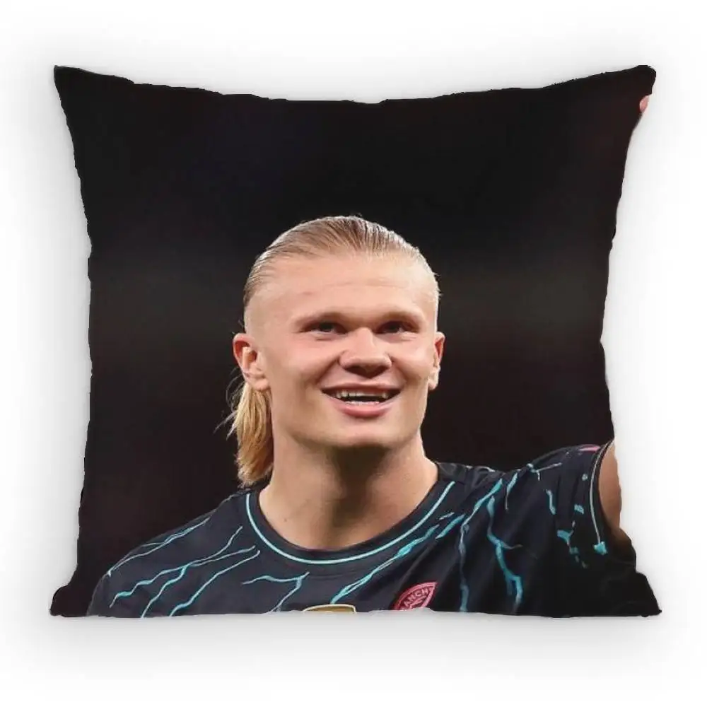E-Erling Haaland Norway Centre Forward Pillow Case Sofa Living Room Bedroom Headboard Backrest Cushion Square Cushion Nap Time