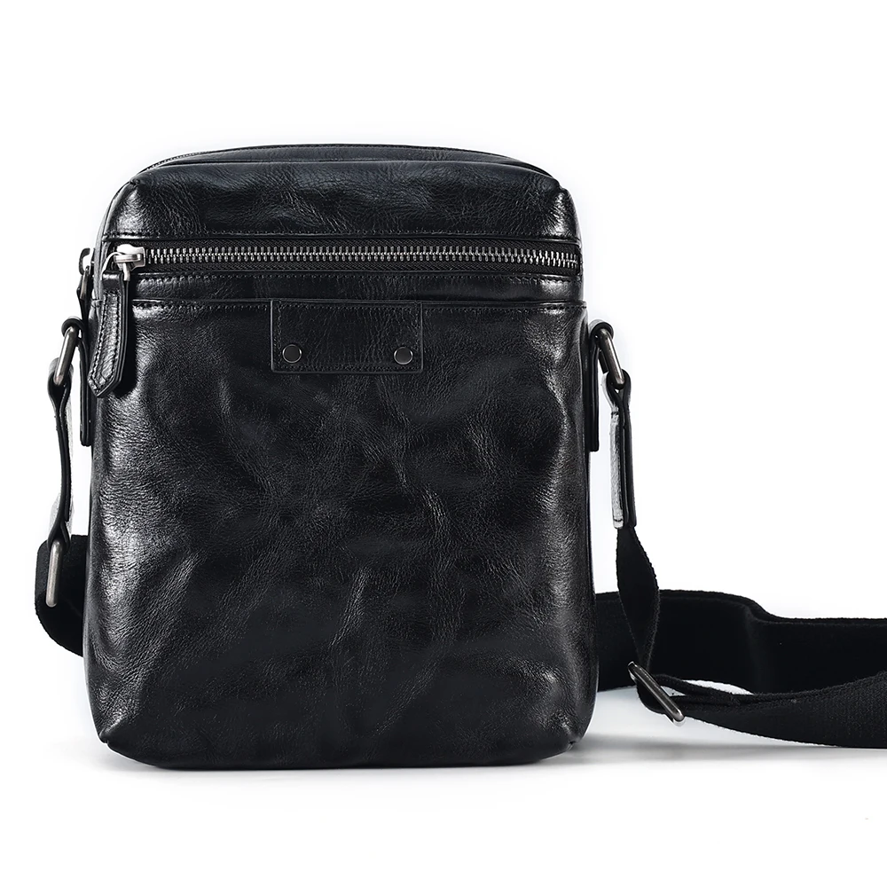 Sac à Bandoulière en Cuir group pour Homme, Décontracté, Rétro, Noir