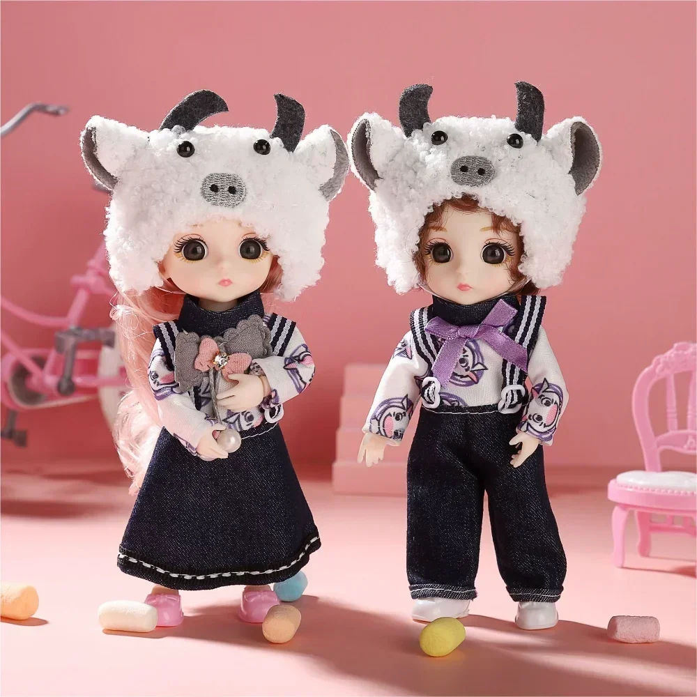 16 ซม.ตุ๊กตาเจ้าหญิงBJD 1/12 เคลื่อนย้ายได้ 13 ข้อต่อน่ารักหวานสาวของขวัญของเล่นเด็กตุ๊กตาDIYแต่งตัวตุ๊กตาเสื้อผ้าและรองเท้า