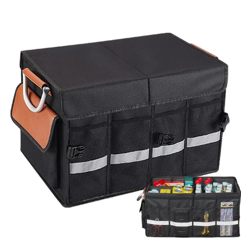 Trunk Organizer For Car Van Trunk Storage Box Heavy Duty Collapsible Organizer With Reinforced Handle For SUV Car Van