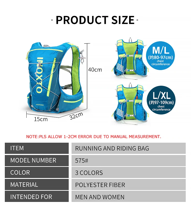 Outdoor-Lauf-Feuchtigkeitsweste, 8 l, Radfahren, feuchtigkeitsspendender Rucksack, Trekking, Wandern, Marathon, Fahrradrucksack mit 500 ml Wasserflasche – Detail 3