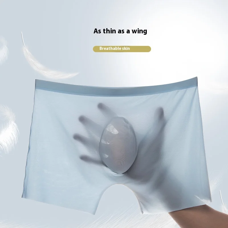 

Summer Men's Ice Silk Underwear Men's Ultra-Thin Quick-Drying Breathable High Elasticity Large Size Four Corner Boxer Shorts