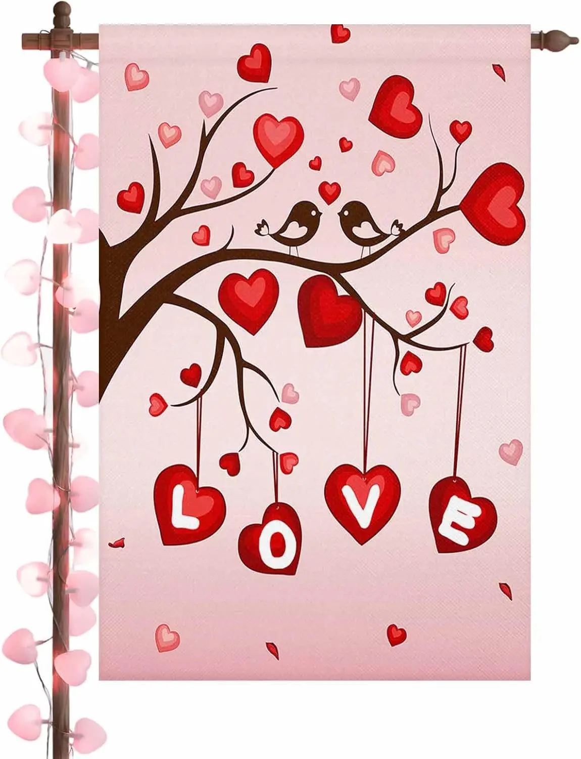 Love Tree Happy Valentine's Day Garden Flags 12x18 Inch Double Sided Welcome Yard Flags for Outdoor Decor Couple Bird Pi LLO uui