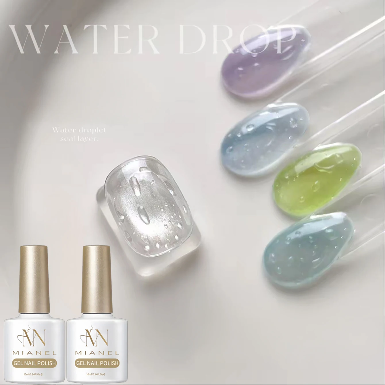MIANEL 2026 New Versatile High-Transparent Water Drop Top Coat Gel Nail Polish Clear Water Drop Design Nail Art Functional Gel