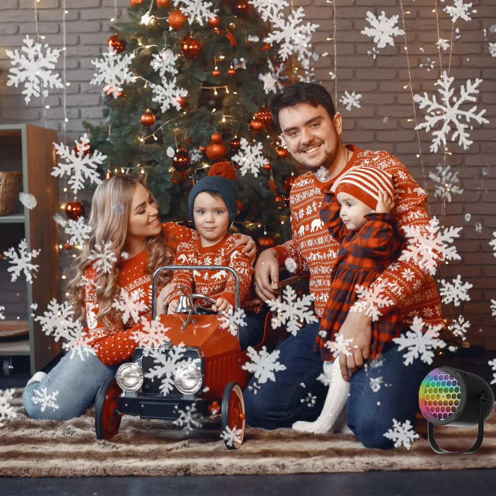 Luces de proyector de copo de nieve LED decoraciones navideñas lámpara de escenario giratoria 2025 Navidad fiesta de año nuevo vacaciones