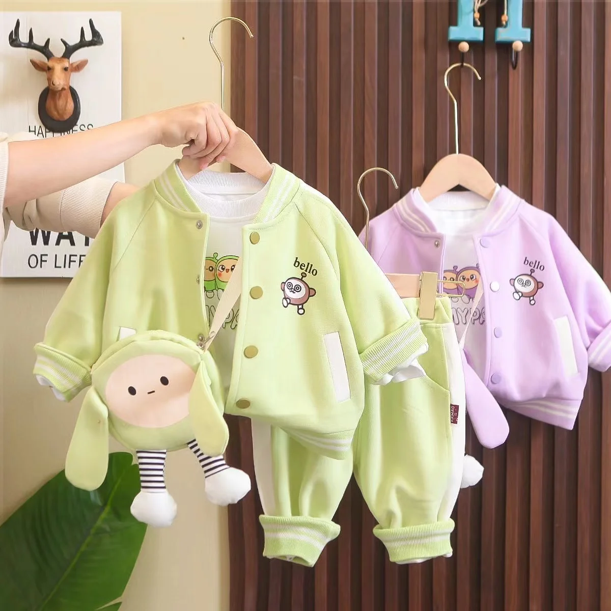 Girls Clothes Sets Spring Autumn 2024 Children Jackets T-shirts Pants Bags 3pcs Cute Suit For Baby Tracksuits Kids Outfits 5 6Y