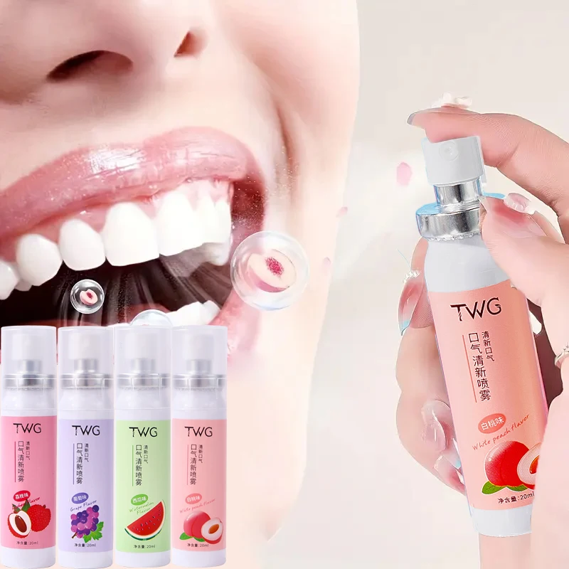 4 buah semprotan mulut rasa buah, semprotan napas portabel, pembersihan mendalam, kesegaran tahan lama, cocok untuk setelah makan malam