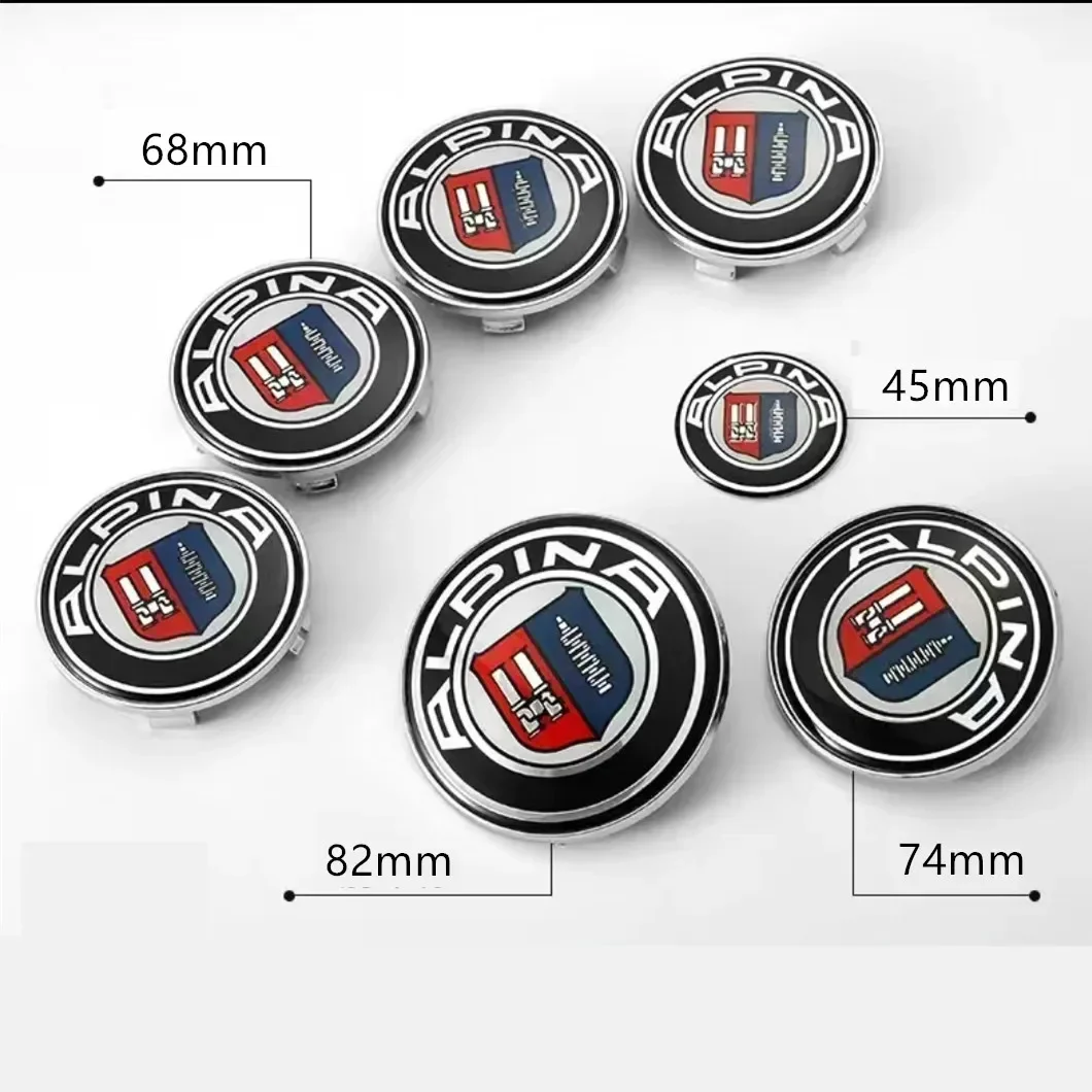 ALPINA Car Front Hood Bonnet Badge Rear Trunk emblem Steering Wheel sticker Wheel Center Hub Cap Badge cat styling Accessories