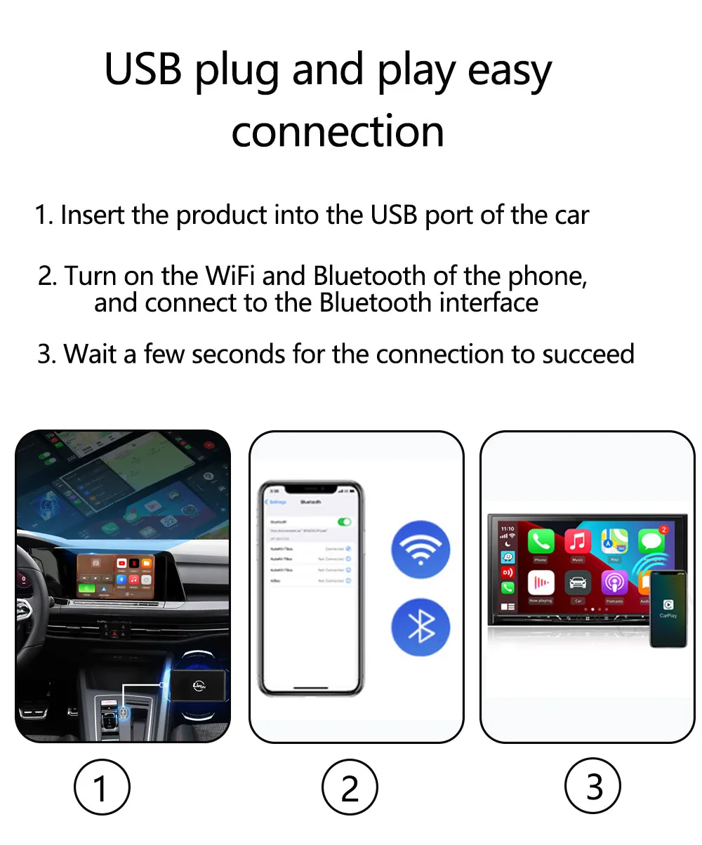 Carplay Ai Box For Audi /Porsche /Mercedes /Benz /Volkswagen /Honda /Buick Wired To Wireless Carplay Android Auto Adapter Dongle