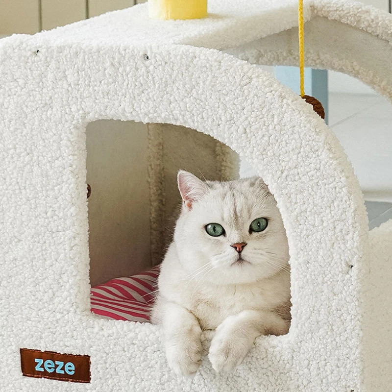 Cat Nest Warm Closed Cat House Beds Carrier Scratching Multifunctional Soft Breathable Funny Design Villa Pet Products Supplies