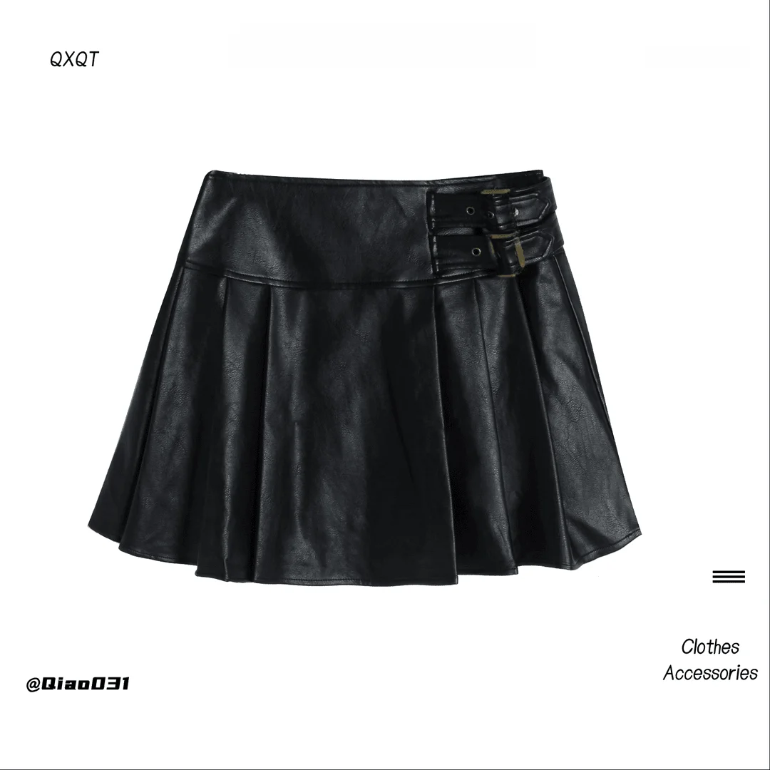 

Юбка женская с высокой талией, двойным поясом, из натуральной кожи, облегающая, осенняя, короткая, А-силуэт, из хлопка