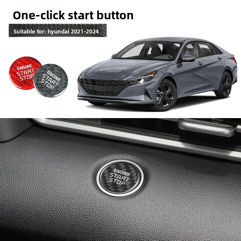 【CHIMU AUTO】 Dry Carbon Fiber One Push Start Button Cover Sticker for Elantra Sonata Interior Trim Accessories 2024