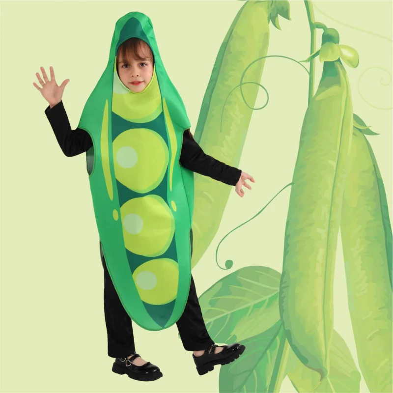 [Прибытие]Хэллоуинский стручок гороха Косплей Костюм в горошек Еда Праздничная одежда для детей