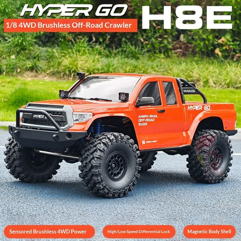 MJX Hyper Go H8E 1:8 4WD RC Crawler FOC Sensored Brushless Dual Diff Lock Sync LED Light 2.4G Off‑Road Hobby Truck for Adults