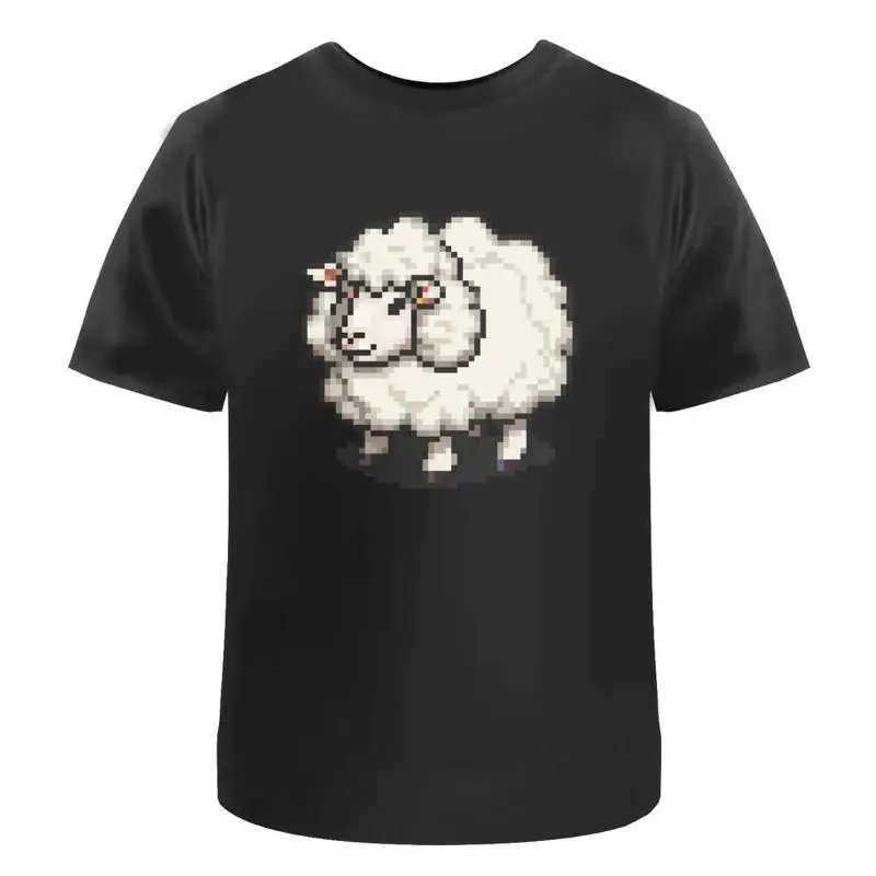 Pixel Art Fluffy Sheep' Cotton T Shirt Ta044712