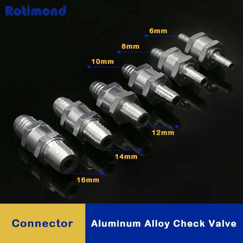 1/5pcs One Way Valve 6/8/10/12/14/16mm Aluminium Alloy Non Return Check Waves One Way Fit Carburettor Low Pressure Fuel System