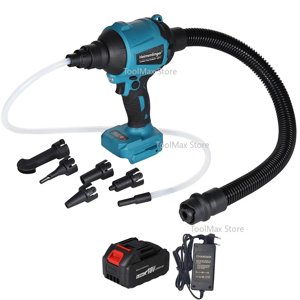 Rechargeable Brushless Cordless High Speed Blower,Electric Inflator,with Blowing,Dusting,Vacuuming,​and 6 Different Nozzles