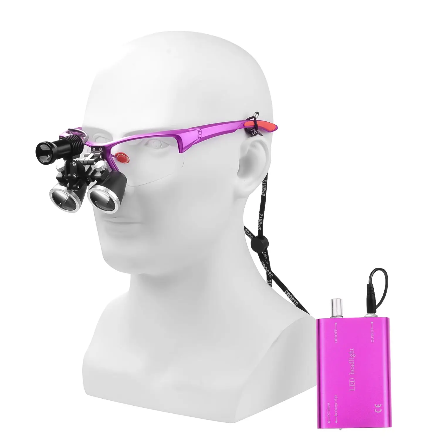 Purple LED Head Magnifier with Headlight, Hands Free Binocular Loupe Kit with Clamp Filter Screwdriver and Storage Case